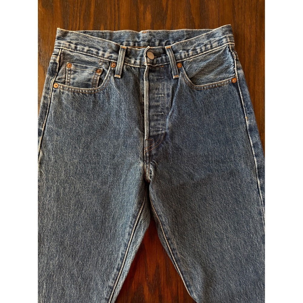 Levi's 501 Skinny Jeans Womens 25x30 Blue Excellent Selvedge Detail Button Fly - Picture 2 of 9